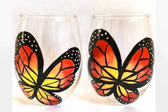Paint Nite: Mini Beautiful Butterfly Stemless Wine